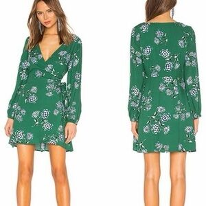 cupcakes & cashmere Green Floral Long Sleeve Wrap Dress